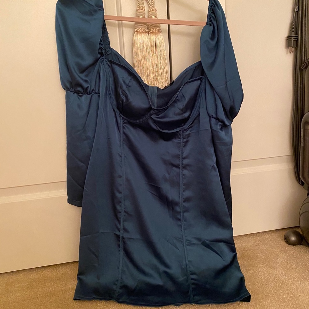 Dark blue satin dress